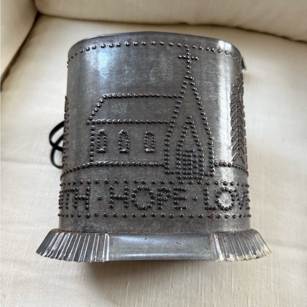 Vintage Punched Tin light with Church Design faith hope love with church - Picture 3 of 8